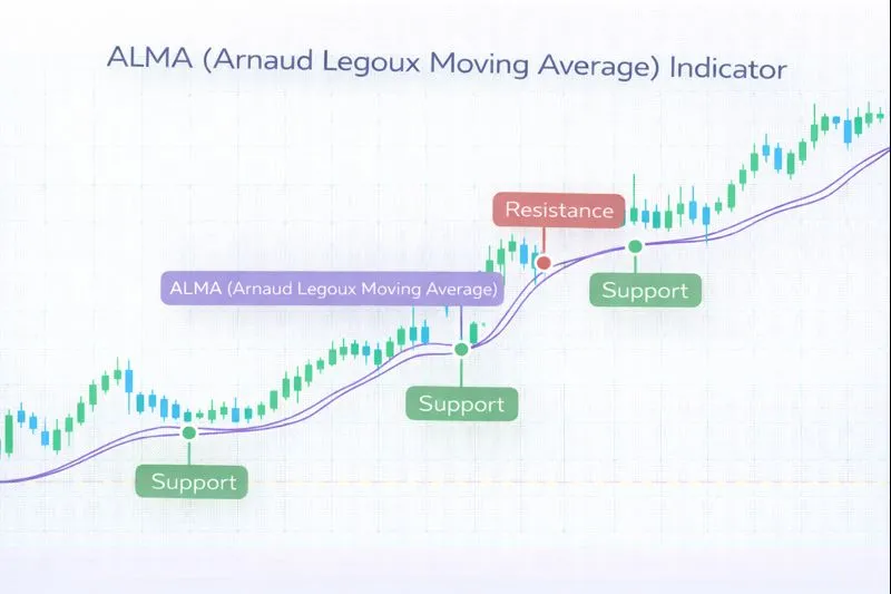 ALMA on a price chart: illustration of the indicator and how it is used in technical analysis