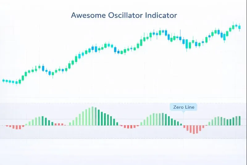 Awesome Oscillator on a price chart: illustration of the indicator and how it is used in technical analysis