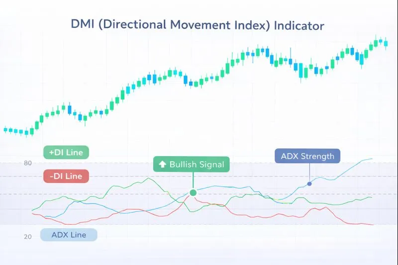 DMI on a price chart: illustration of the indicator and how it is used in technical analysis