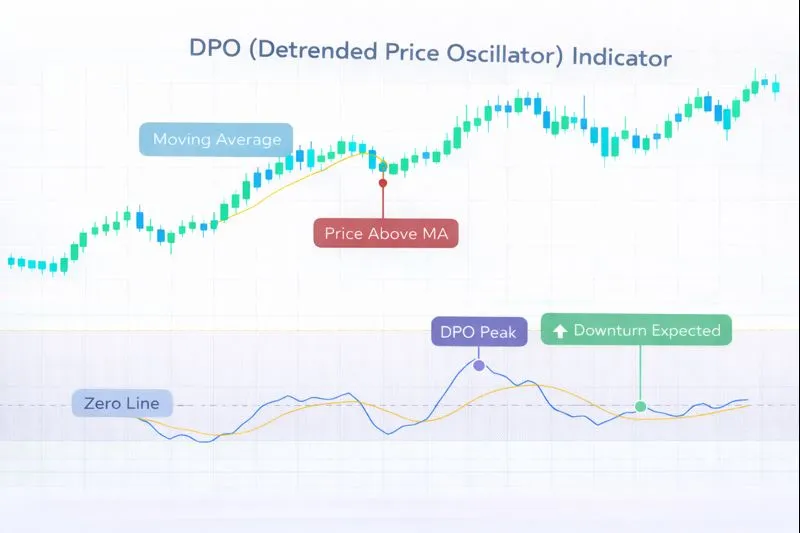 DPO on a price chart: illustration of the indicator and how it is used in technical analysis