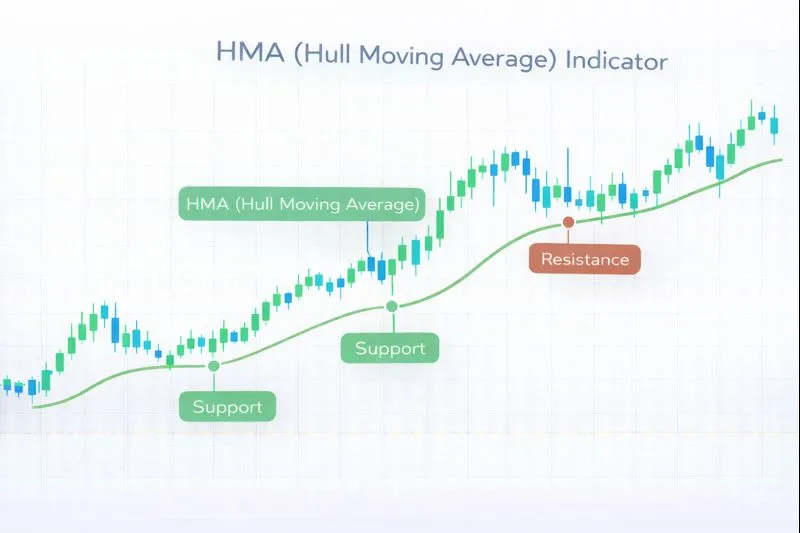 HMA on a price chart: illustration of the indicator and how it is used in technical analysis