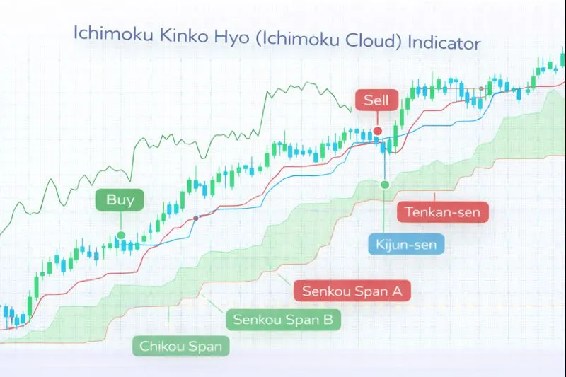 Ichimoku on a price chart: illustration of the indicator and how it is used in technical analysis
