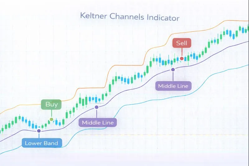 Keltner Channels on a price chart: illustration of the indicator and how it is used in technical analysis
