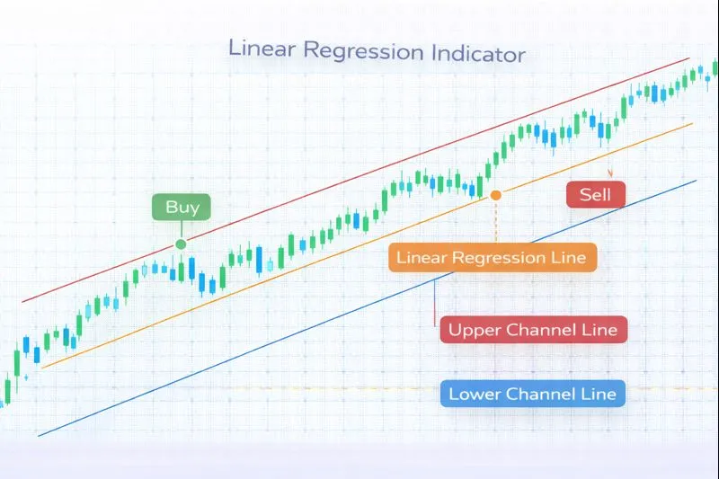 Linear Regression on a price chart: illustration of the indicator and how it is used in technical analysis