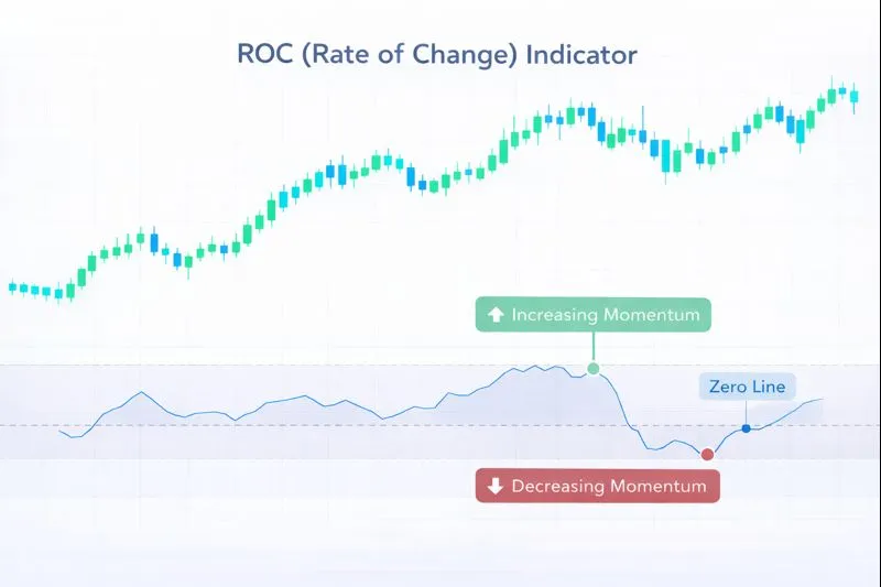 ROC on a price chart: illustration of the indicator and how it is used in technical analysis