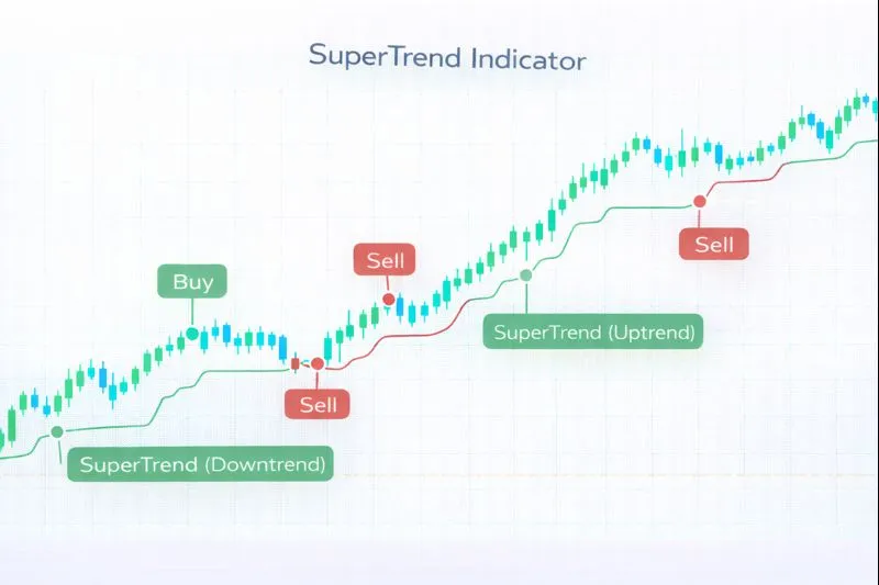 SuperTrend on a price chart: illustration of the indicator and how it is used in technical analysis