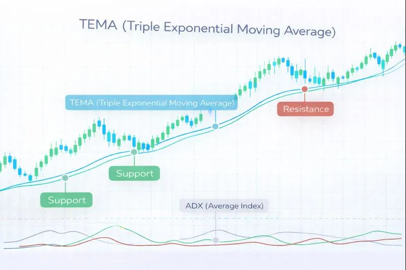 TEMA on a price chart: illustration of the indicator and how it is used in technical analysis