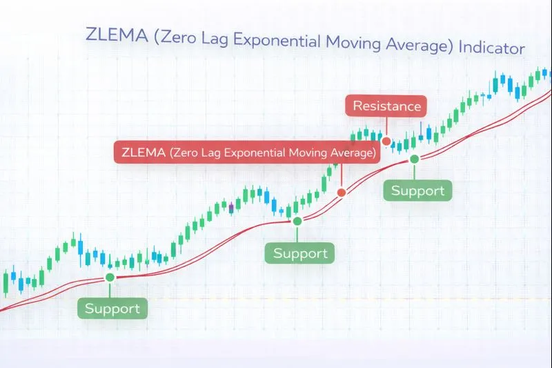 ZLEMA on a price chart: illustration of the indicator and how it is used in technical analysis